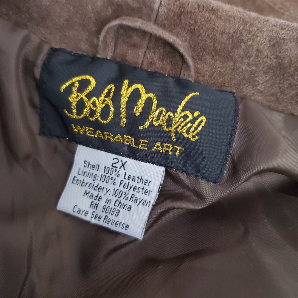 Bob Mackie Wearable Art Fall Harvest Embroidery 2X Brown Leather Jacket - Picture 4 of 7
